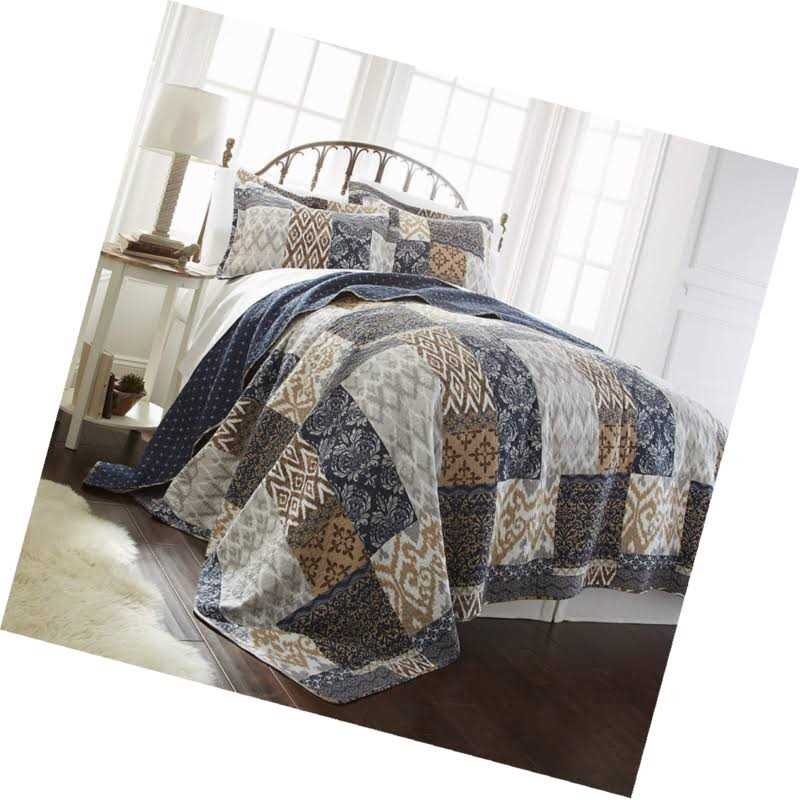 Modern Threads 100% Cotton 3-Piece Printed Reversible Quilt Set Laura - Image 3