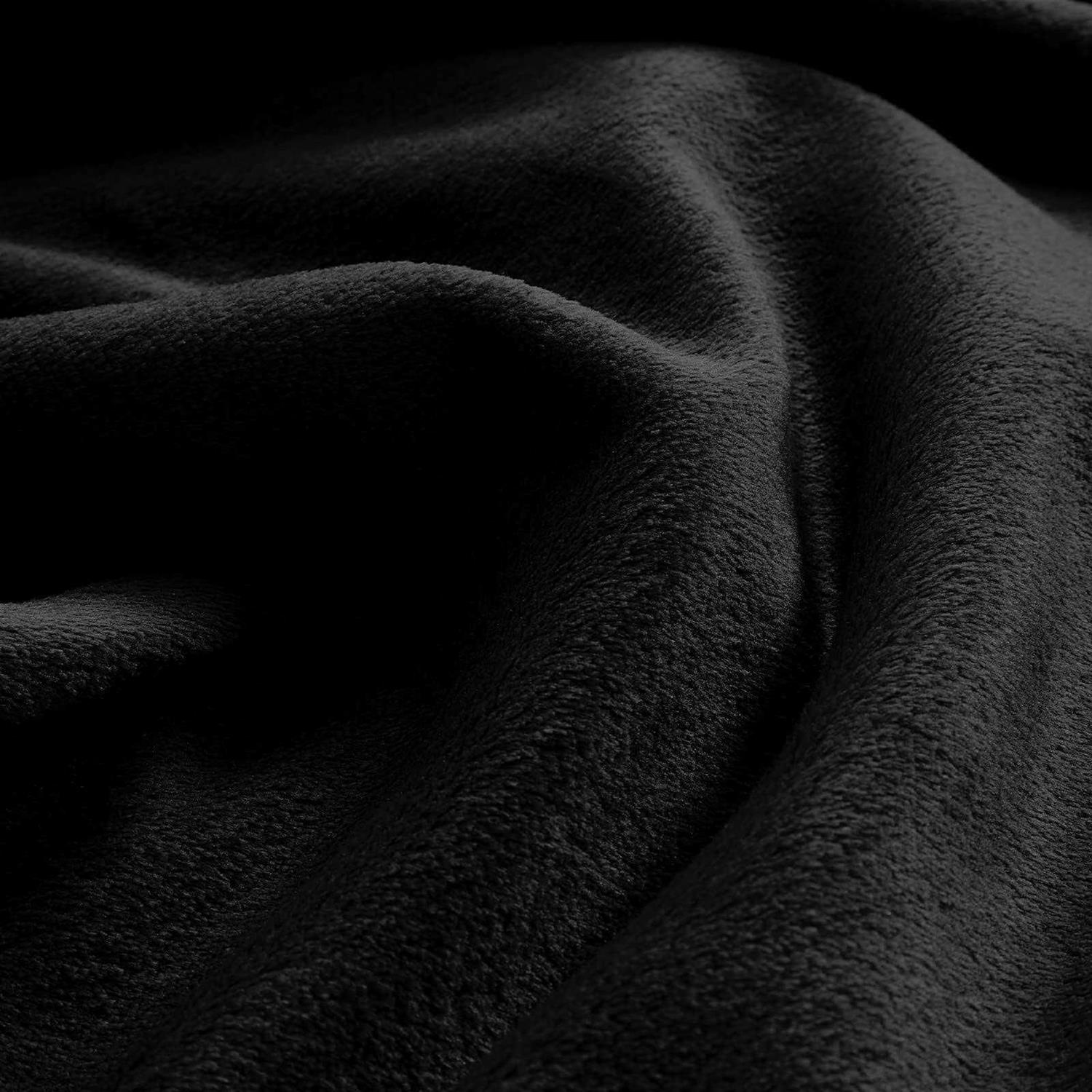 Cozylux Fleece Blanket Black 300GSM Lightweight Plush Fuzzy Cozy Soft Blankets And Sofa - Image 3