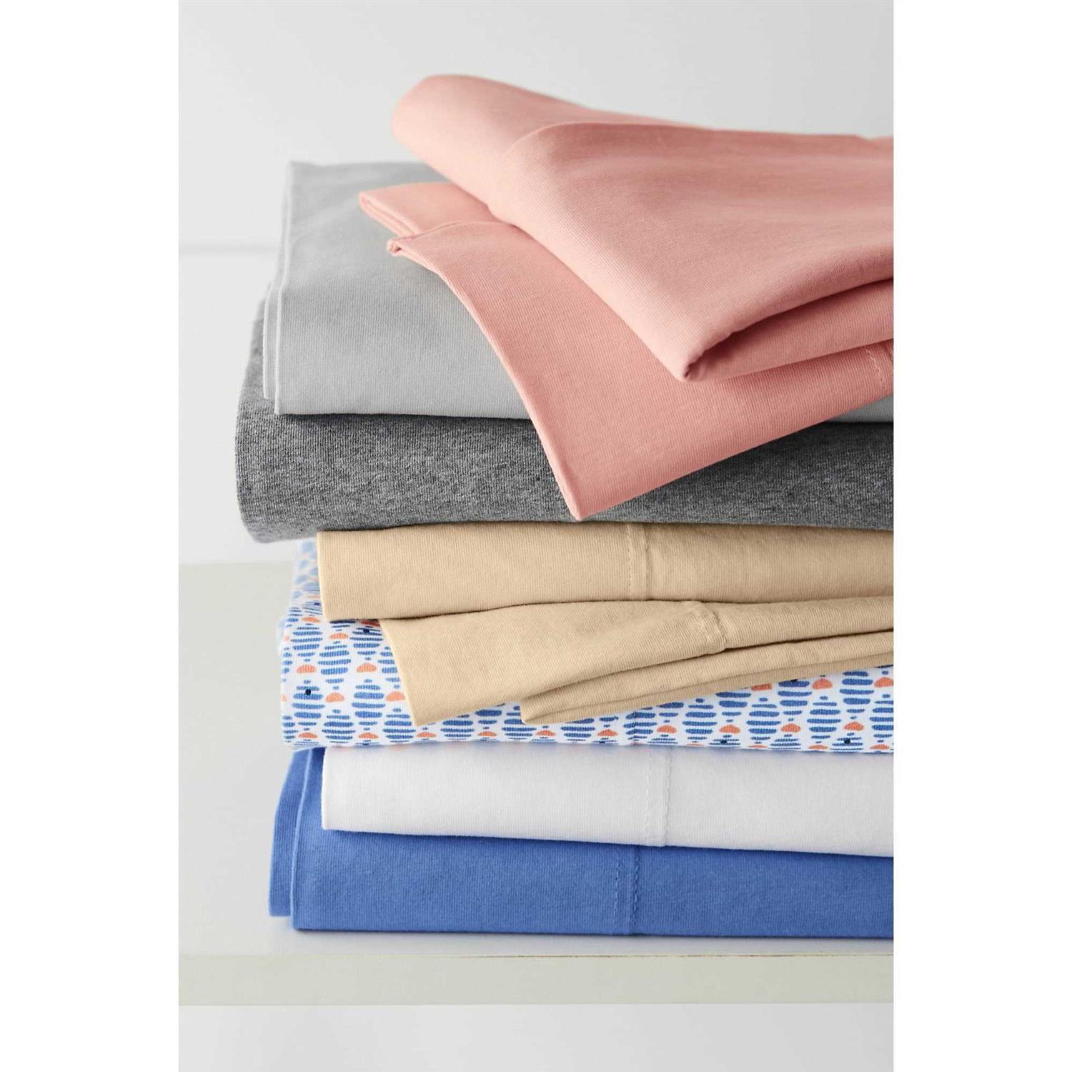 Lands' End Cotton Jersey Knit Fitted Sheet Pillowcase Set - Image 4