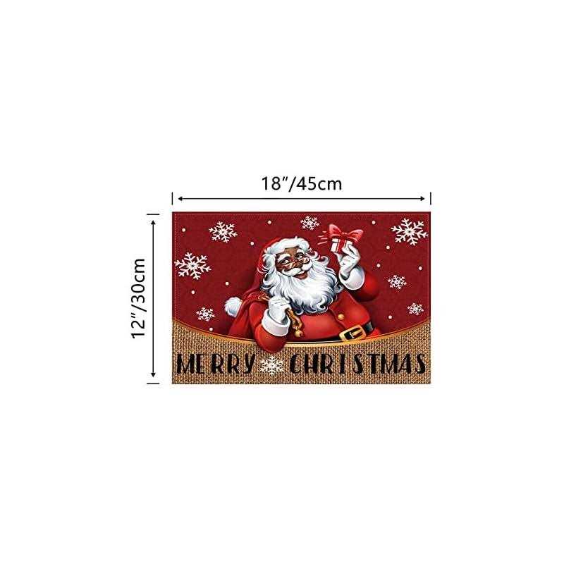 Linen African American Christmas Placemats Set of 4 Black Santa Christmas Table Mats Merry Christmas Decorations and Supplies for Home Table-12×18 - Image 3