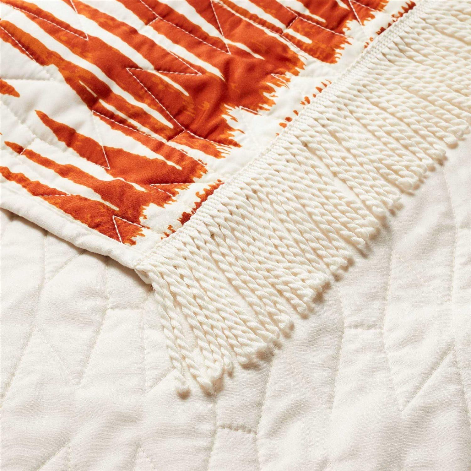 Opalhouse designed with Jungalow Printed with Fringe Groove Print Quilt White/Burnt Orange - Image 3