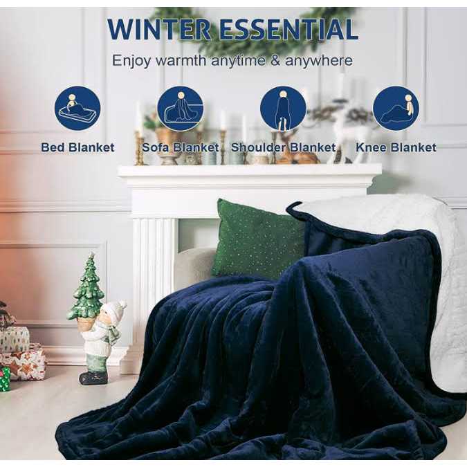 Electric Heated Throw 50 x 60 inch Flannel & Sherpa Throw Blanket - Image 4