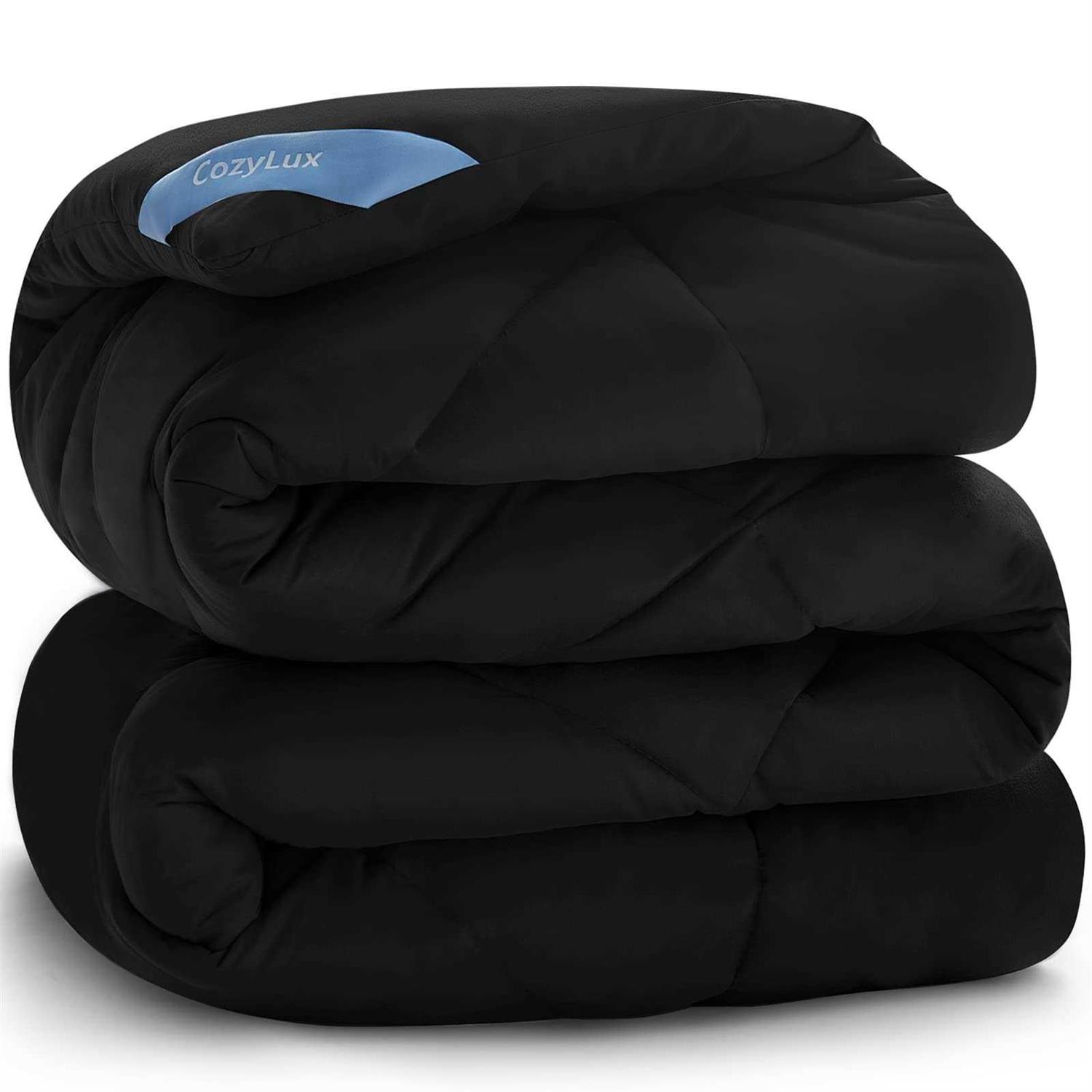 CozyLux Queen Size Bedding Comforter Duvet Insert Quilted Grey Comforters with Corner Tabs