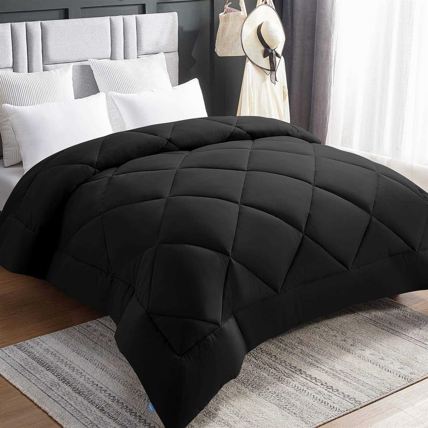 CozyLux Queen Size Bedding Comforter Duvet Insert Quilted Grey Comforters with Corner Tabs - Image 3