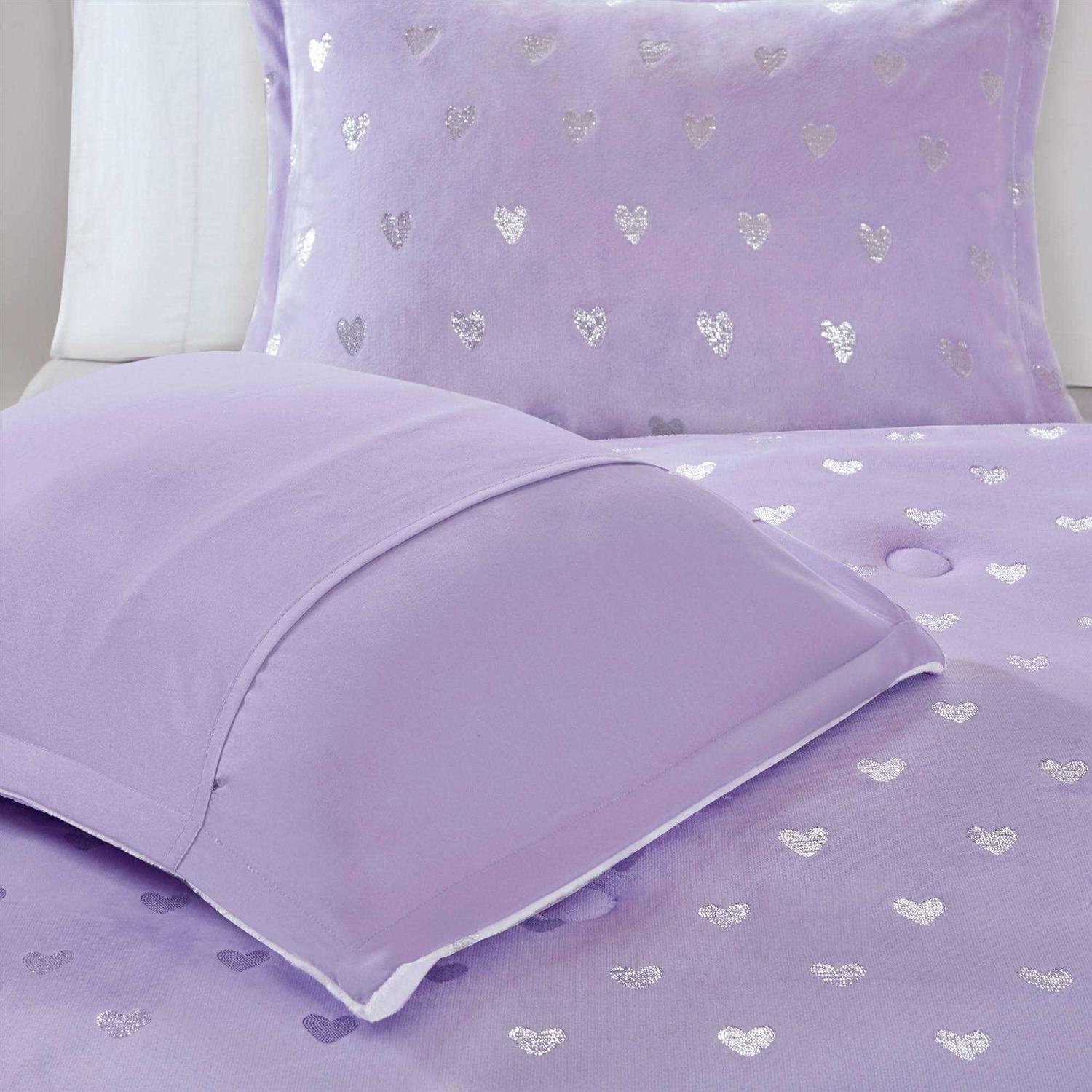 Mi Zone Rosalie Metallic Printed Plush Comforter Set - Image 4