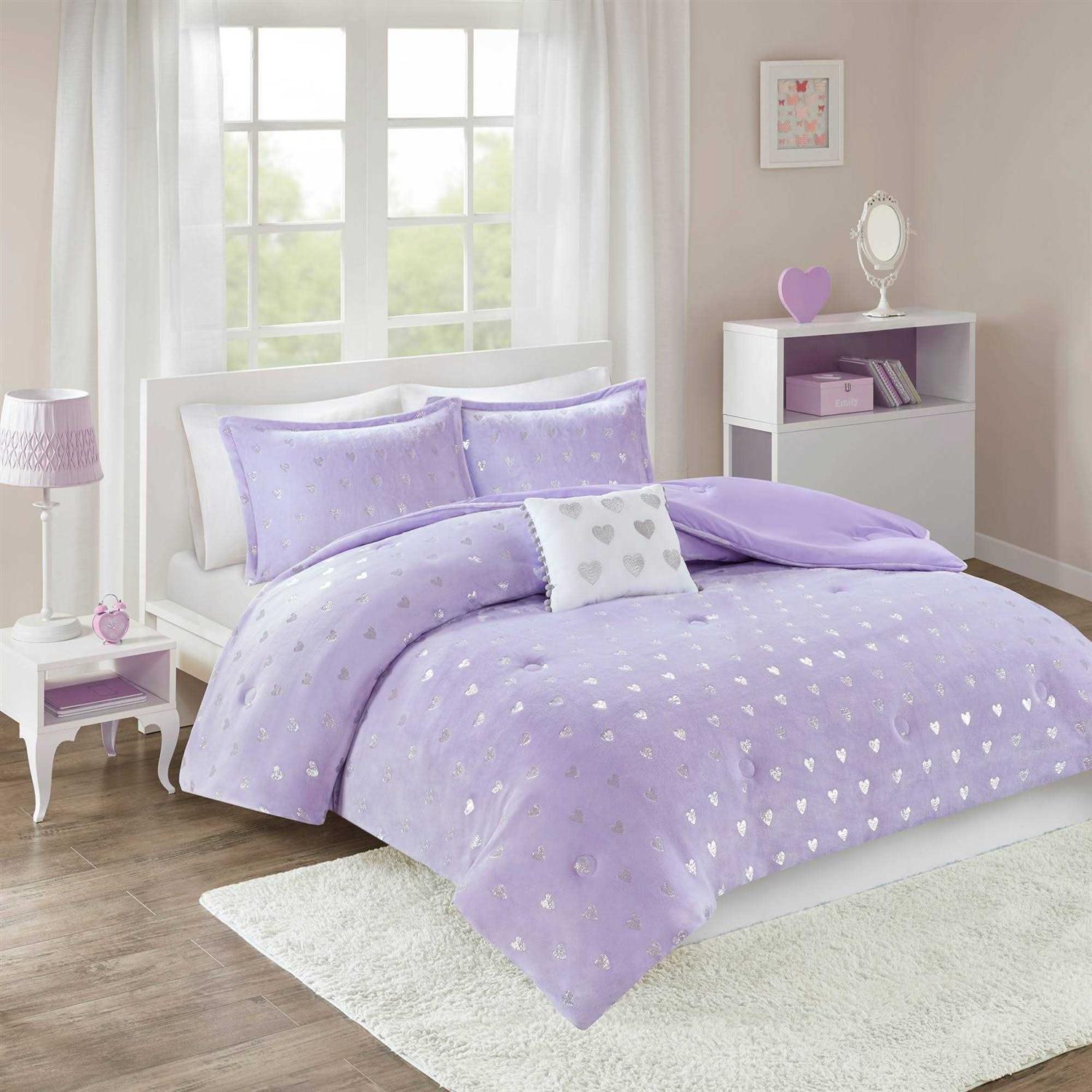 Mi Zone Rosalie Metallic Printed Plush Comforter Set - Image 5
