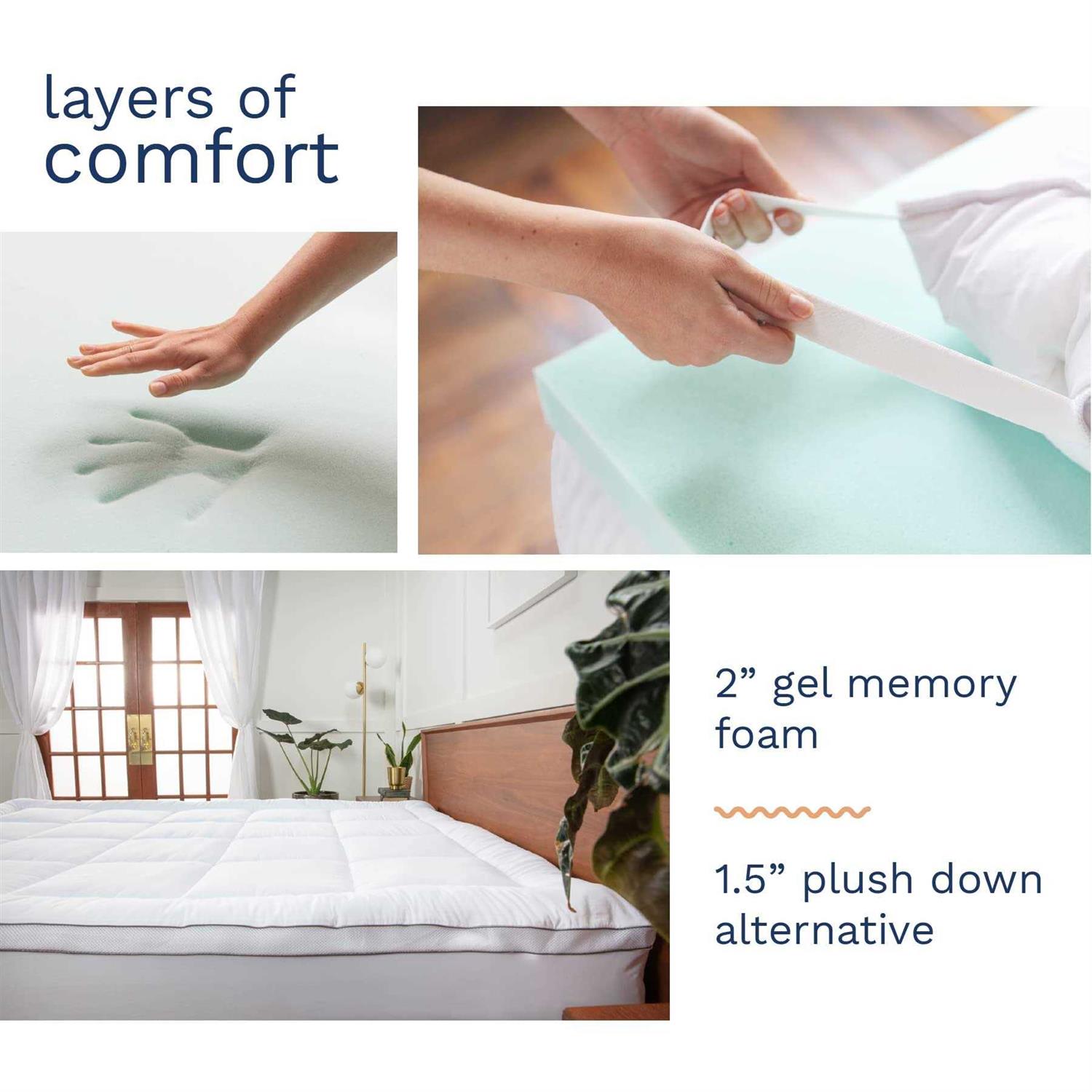 ViscoSoft 4 inch Pillow Top Memory Foam Mattress Topper - Image 4