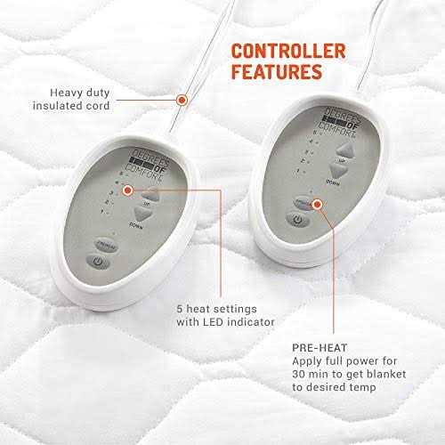 Degrees Of Comfort Dual Control Heated Mattress Pad King Size Electric Bed Warmer W/ adjustable Zone Heating - Image 4