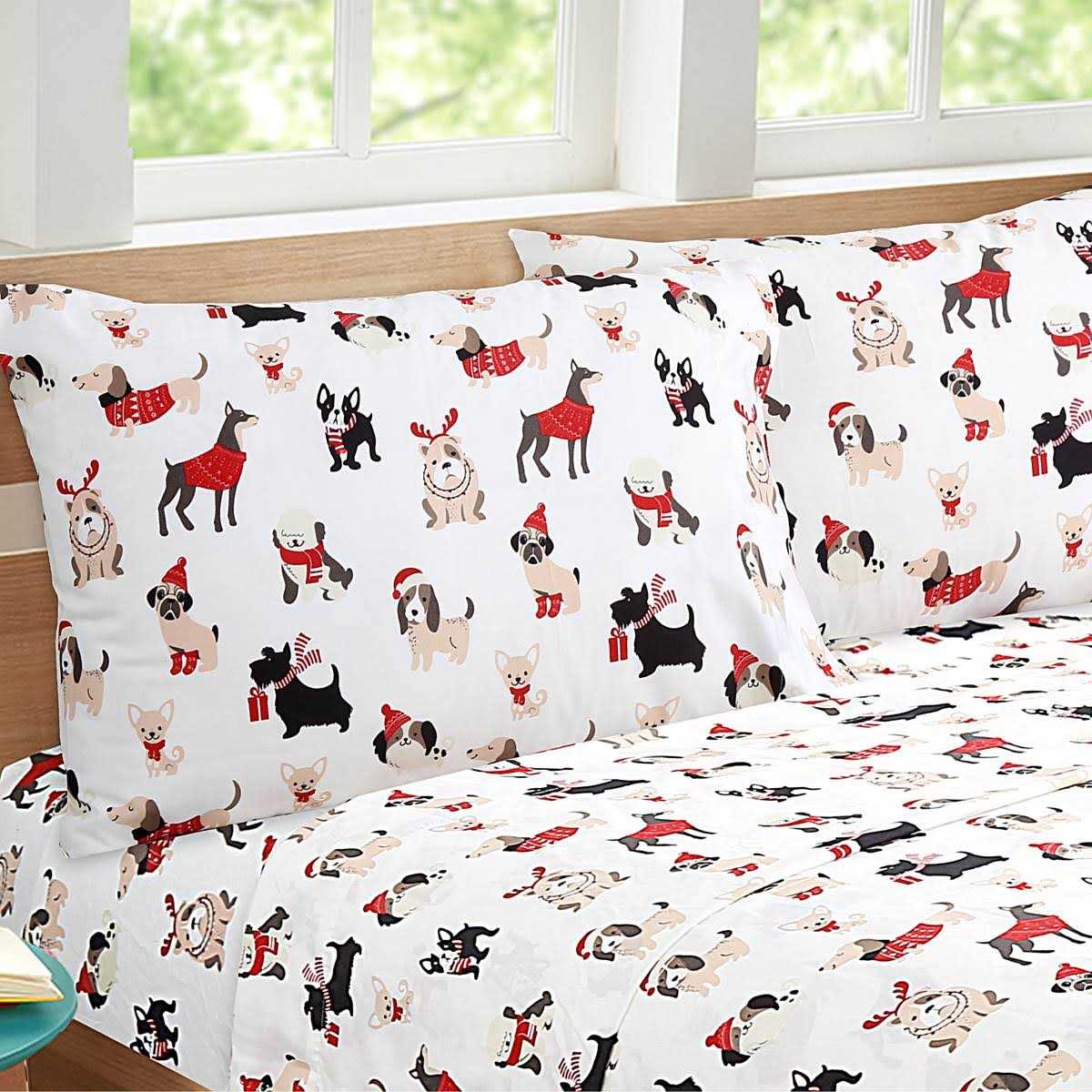 Harper Lane Puppies Holiday 4-Piece Sheet Set - Image 3