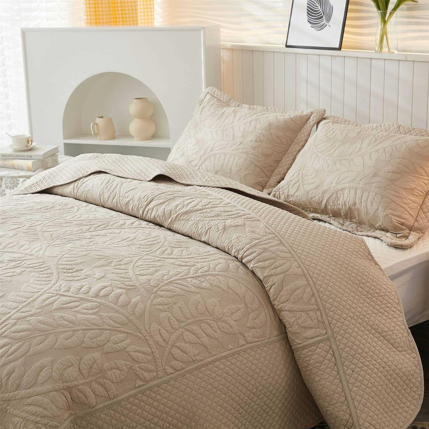 MarCielo 3-Piece 100% Cotton Oversized Quilt Bedspread Set - Image 5