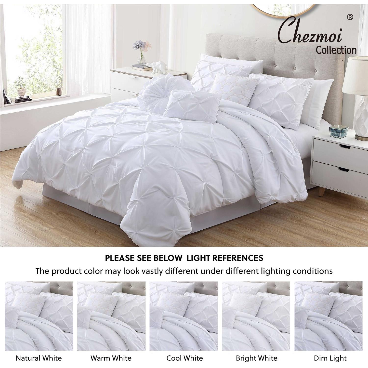 Chezmoi Collection Berlin 3-Piece Pintuck Pinch Pleat Comforter Set - Image 4