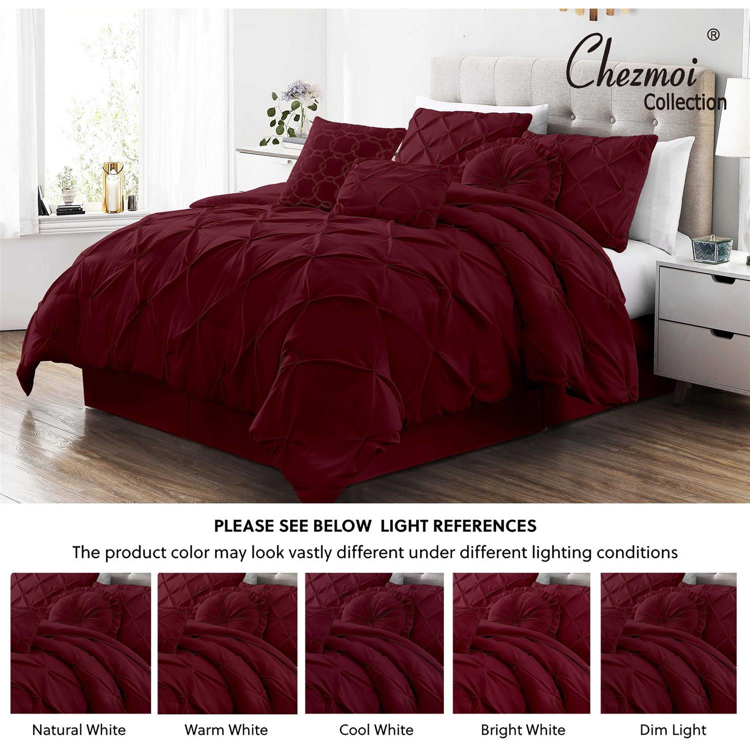 Chezmoi Collection Berlin 3-Piece Pintuck Pinch Pleat Comforter Set - Image 5