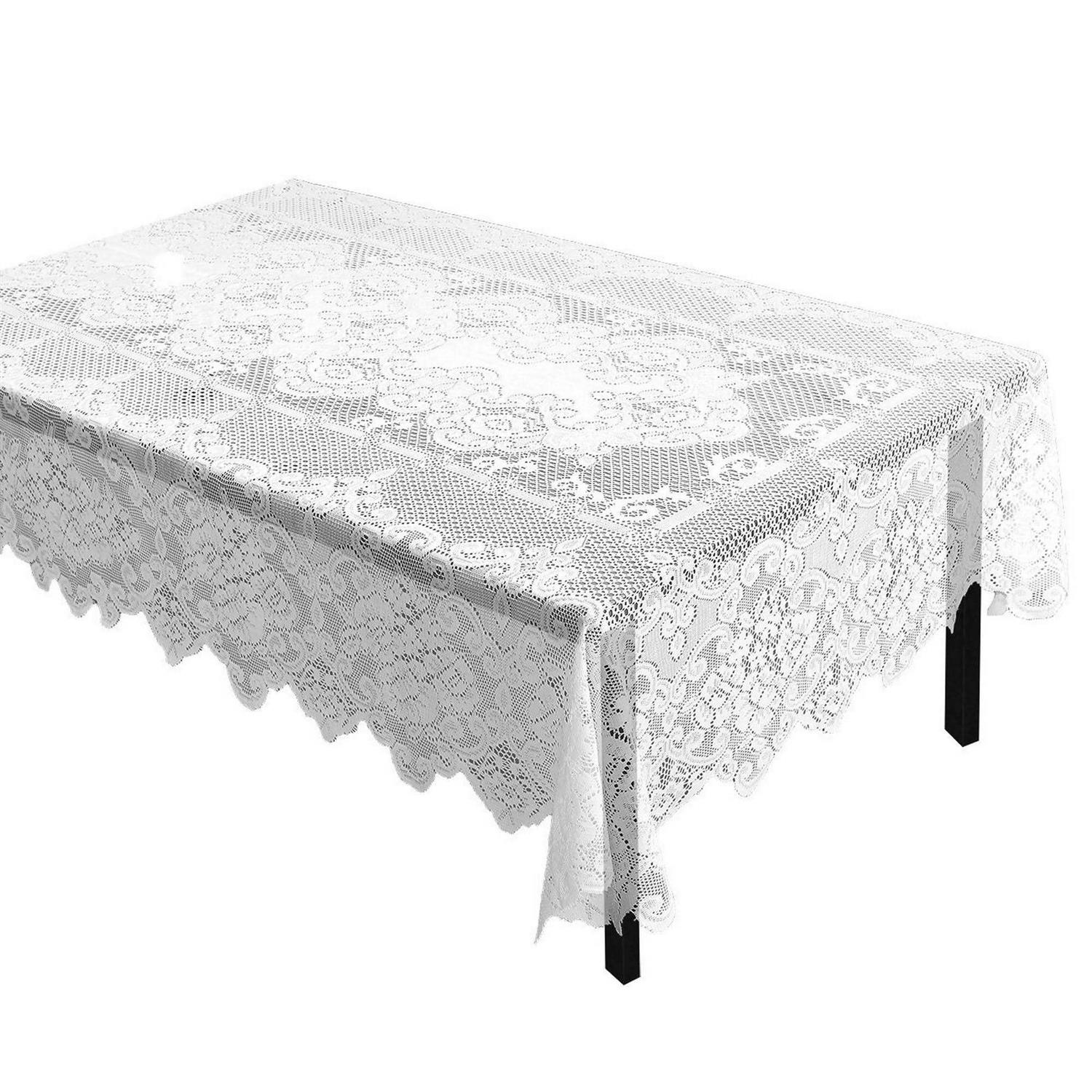Juvale White Lace Tablecloth for Rectangular Tables Vintage Style Wedding Reception