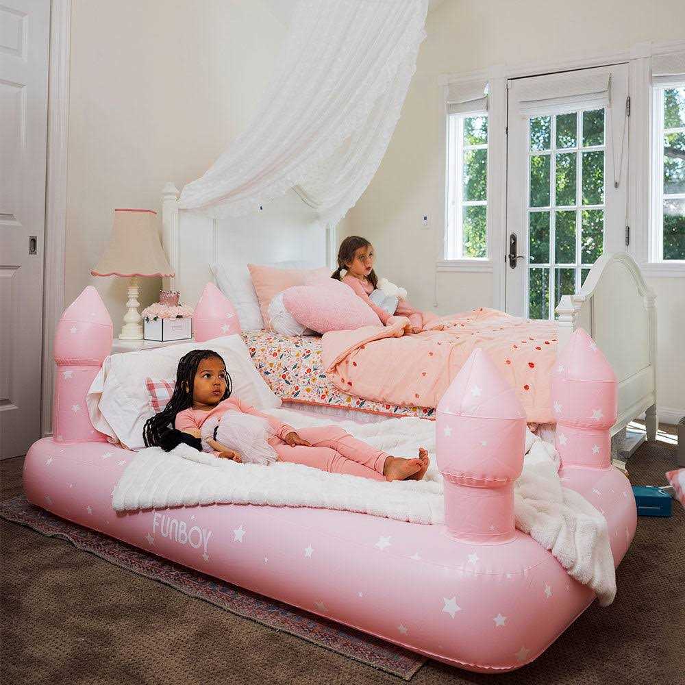 FUNBOY Kids Pink Castle Sleepover Travel Bed & Air Mattress. Perfect for Sleepovers. Includes Carrying Storage Bag - Image 5