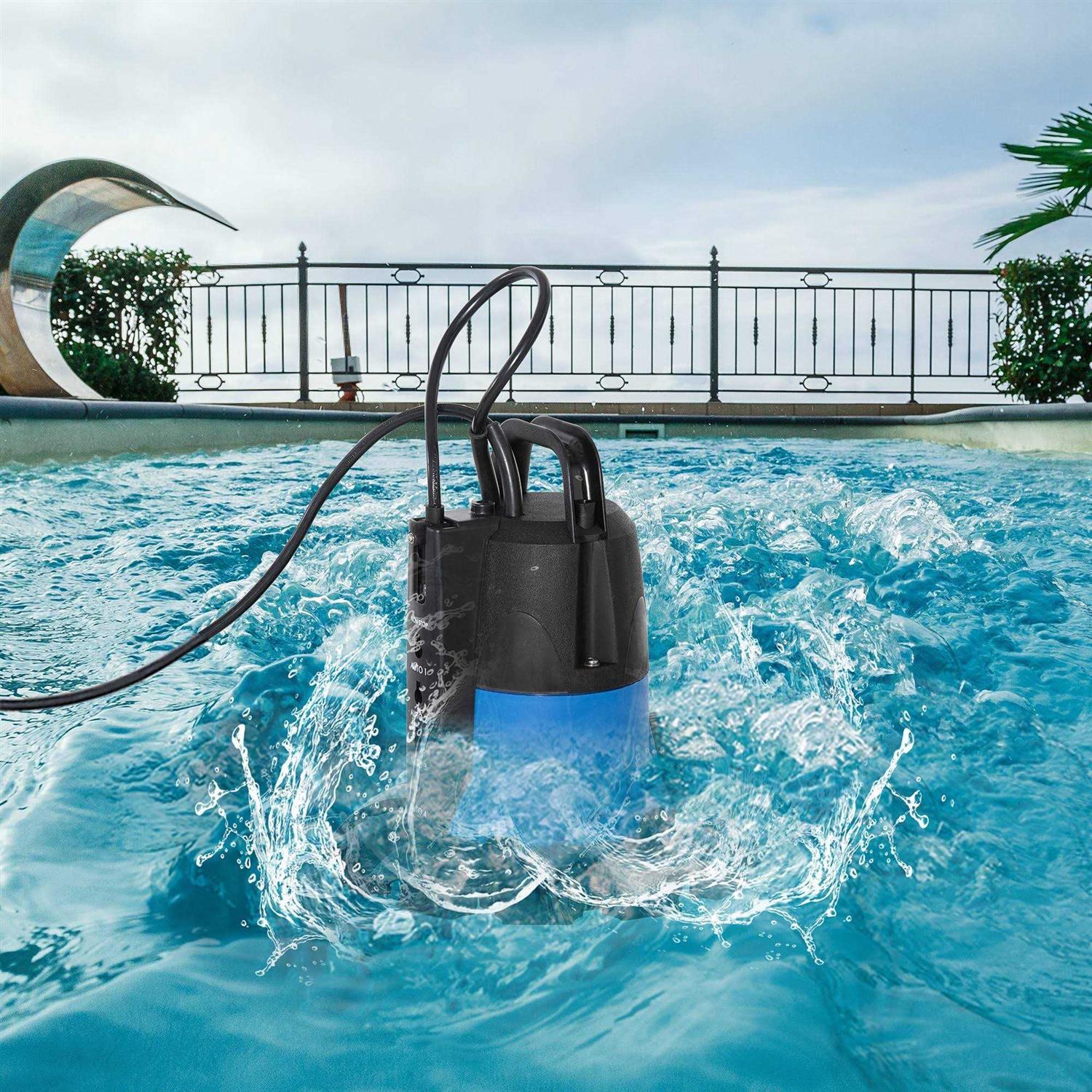 Outsunny 1/4 HP Pool Cover Pump Submersible Sump Pump Swimming Water Removal Pump with Hose Adapter and 33' Power Cord - Image 4