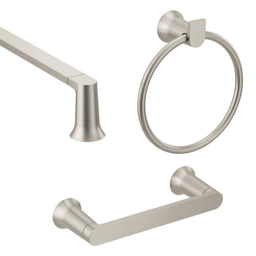 MOEN Genta 3-Piece Bath Hardware Set with 24 in. Towel Bar, Paper Holder and Towel Ring