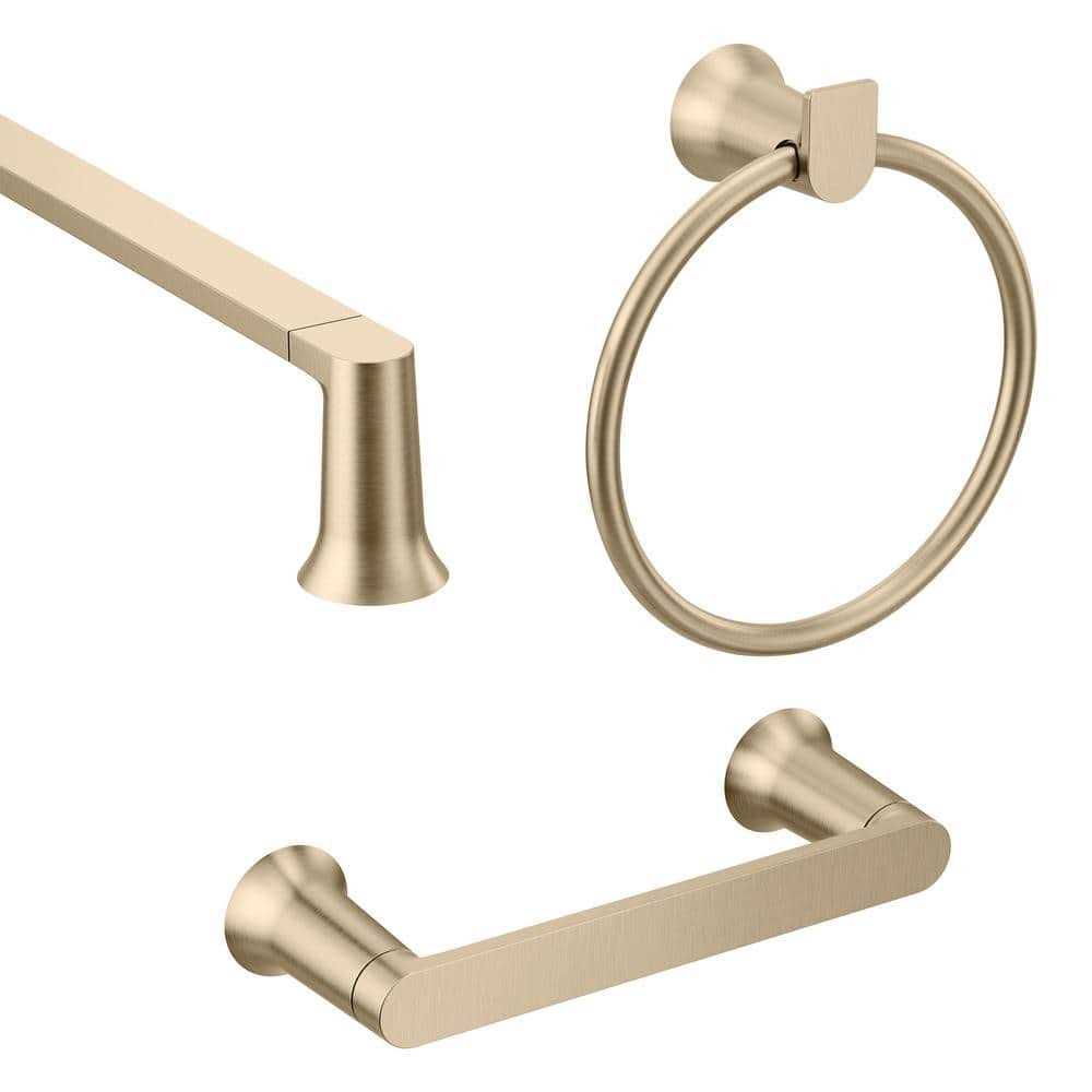 MOEN Genta 3-Piece Bath Hardware Set with 24 in. Towel Bar, Paper Holder and Towel Ring
