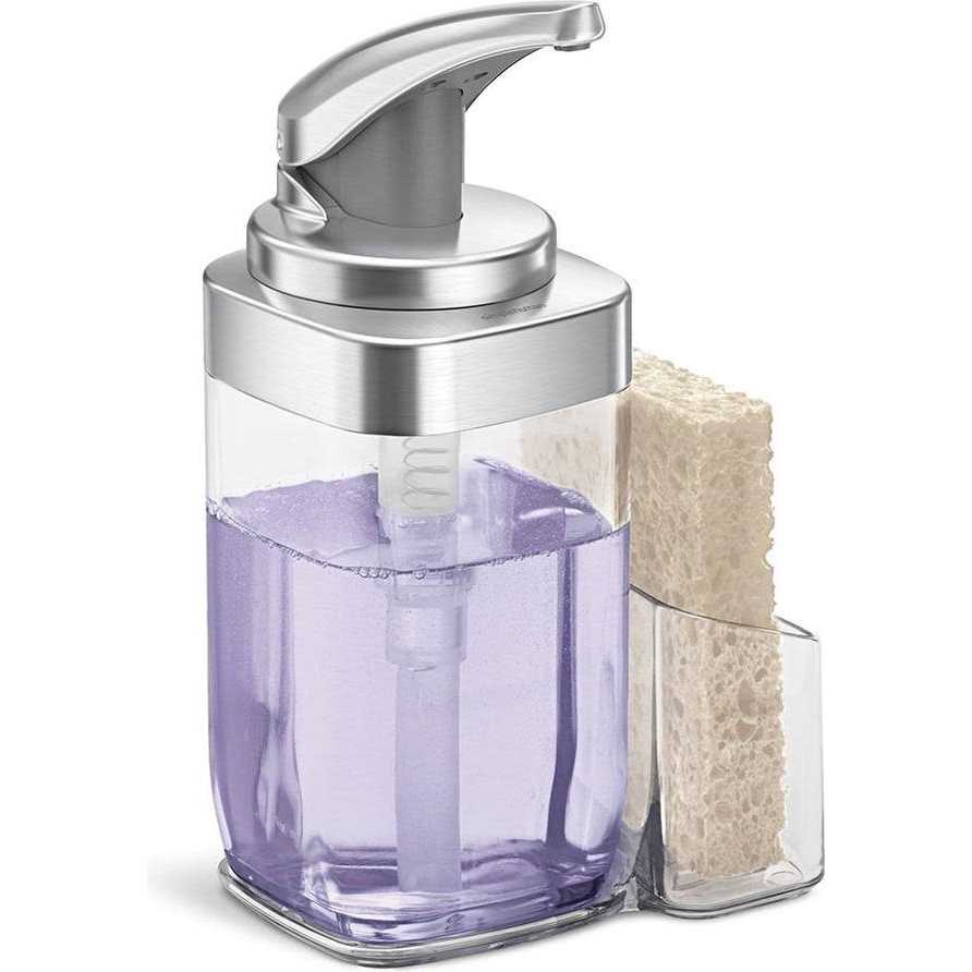 simplehuman 22 oz Square Push Pump Soap Dispenser with Sponge Caddy - Image 5