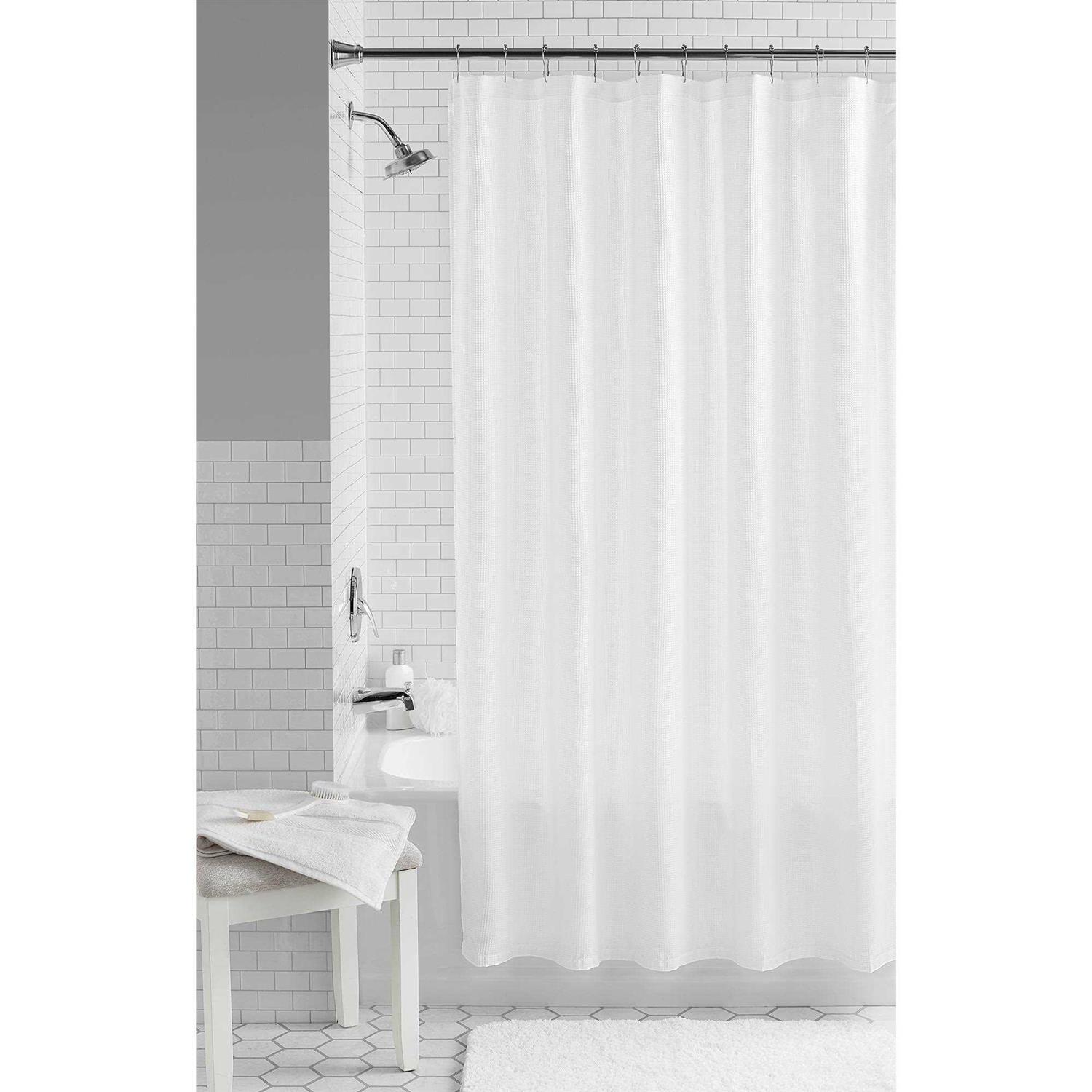 Mainstays Waffle Weave Fabric Shower Curtain