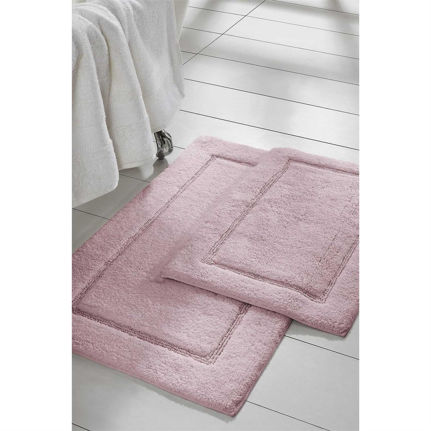 Modern Threads 2-Pack Solid Loop with Non-Slip backing Bath Mat Set