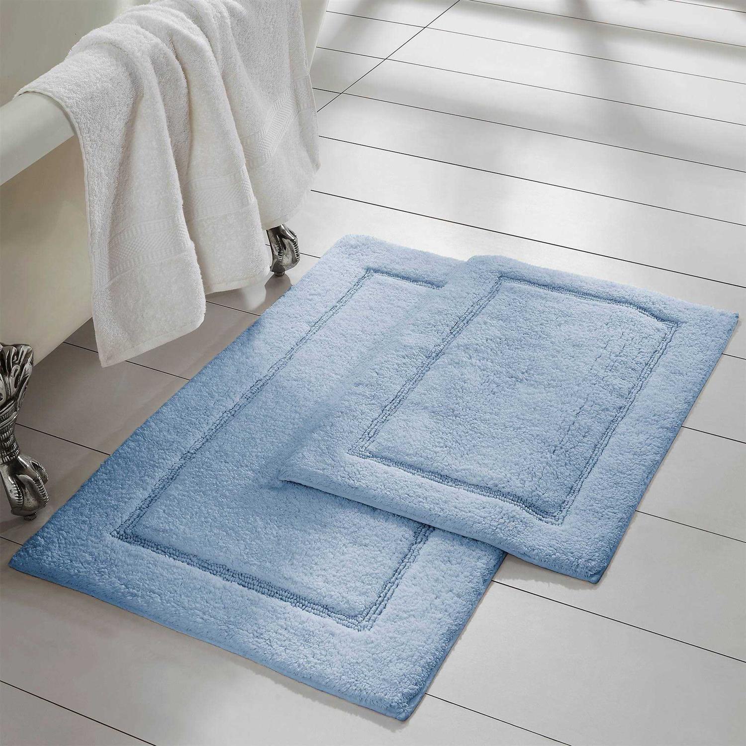 Modern Threads 2-Pack Solid Loop with Non-Slip backing Bath Mat Set