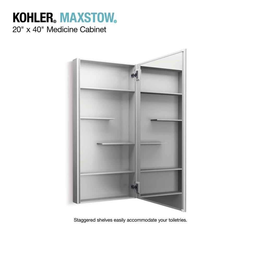 Kohler Maxstow 15 in. x 40 in. Aluminum Frameless Surface-Mount Soft ...