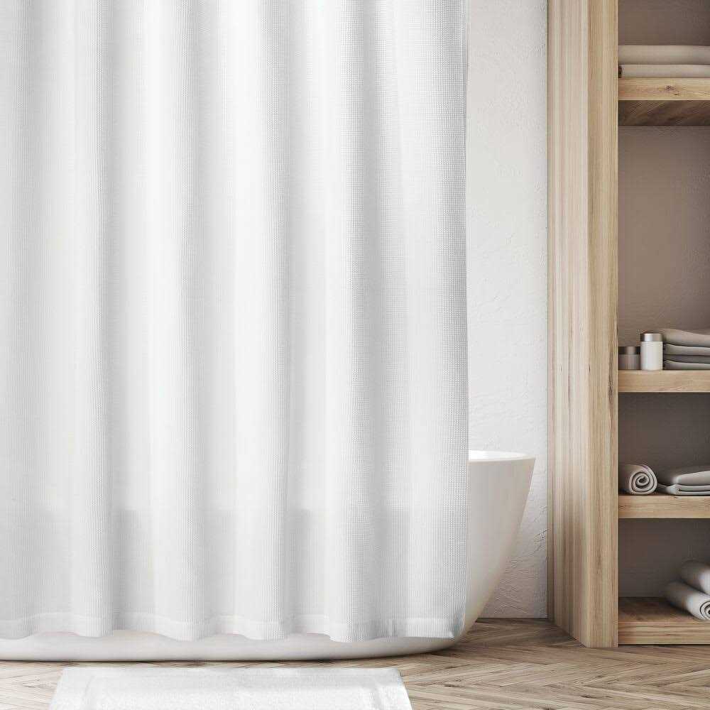 Mdesign Cotton Waffle Knit Shower Curtain Bathroom - Image 3