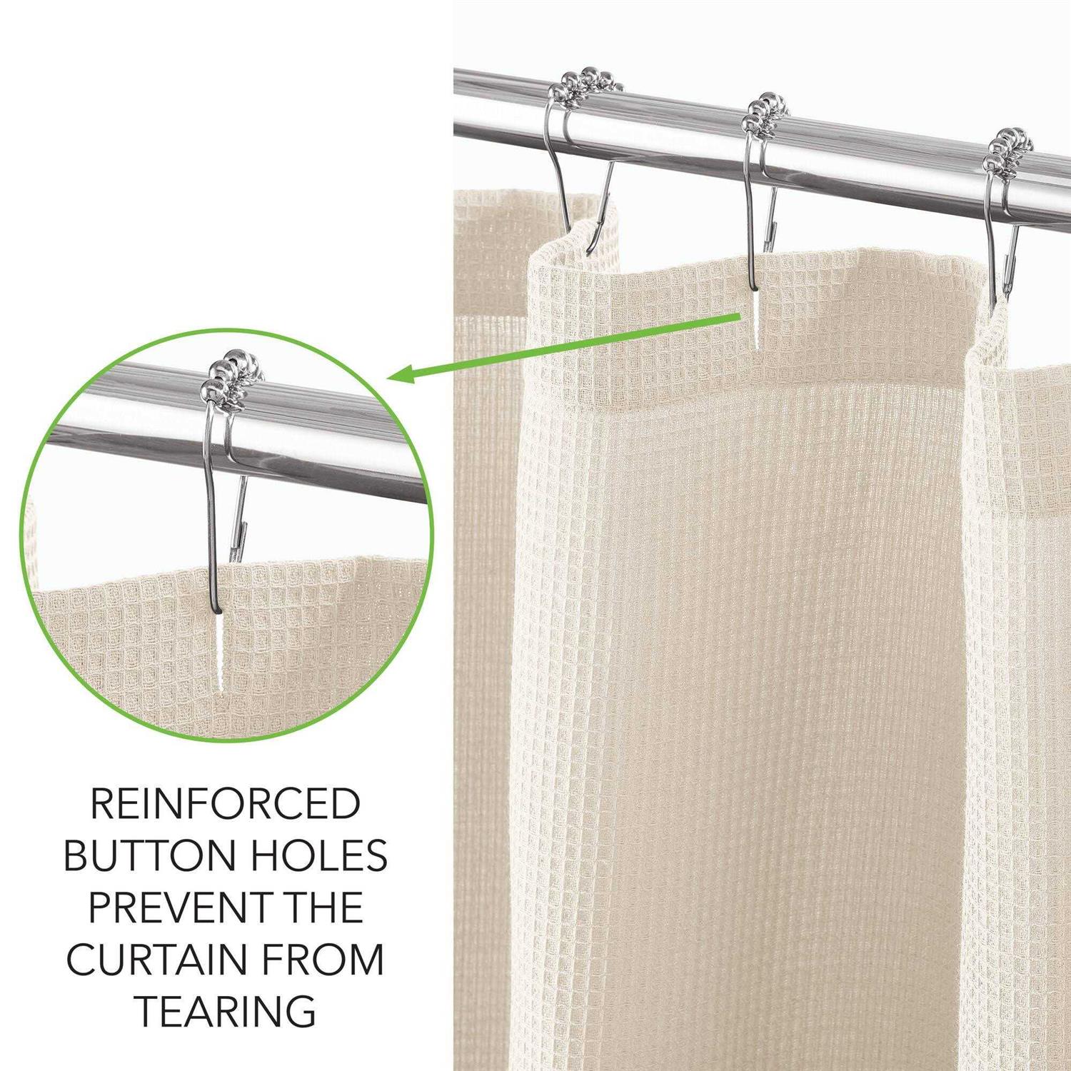 Mdesign Cotton Waffle Knit Shower Curtain Bathroom - Image 5