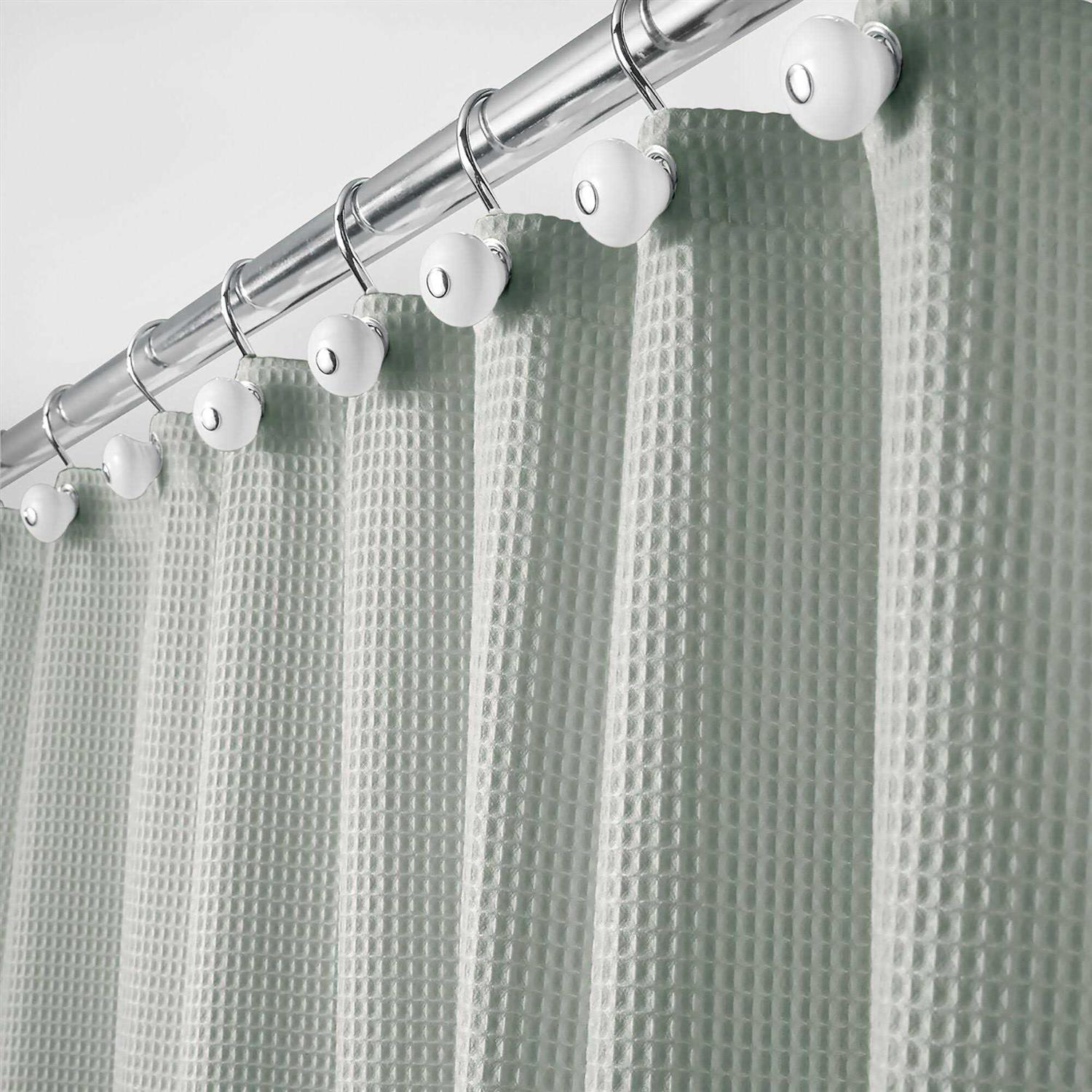 Mdesign Cotton Waffle Knit Shower Curtain Bathroom