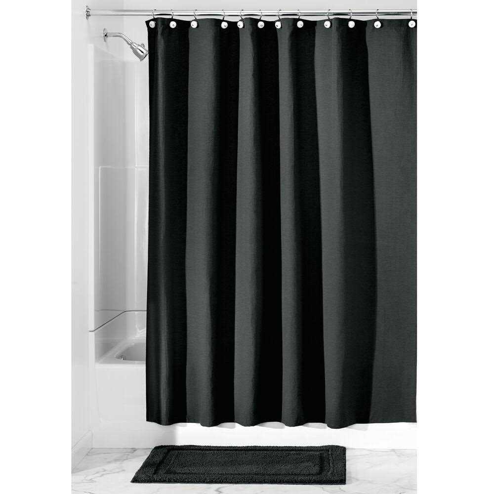 Mdesign Cotton Waffle Knit Shower Curtain Bathroom - Image 2