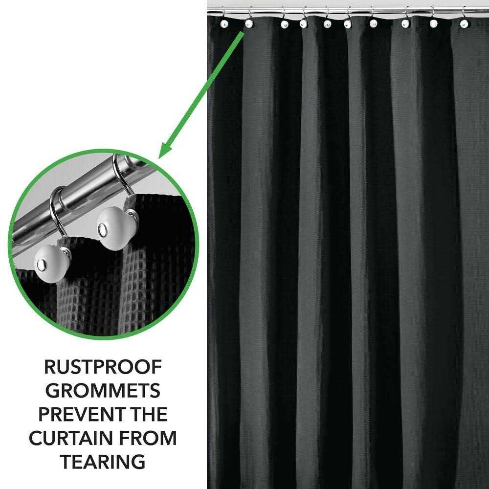 Mdesign Cotton Waffle Knit Shower Curtain Bathroom - Image 3