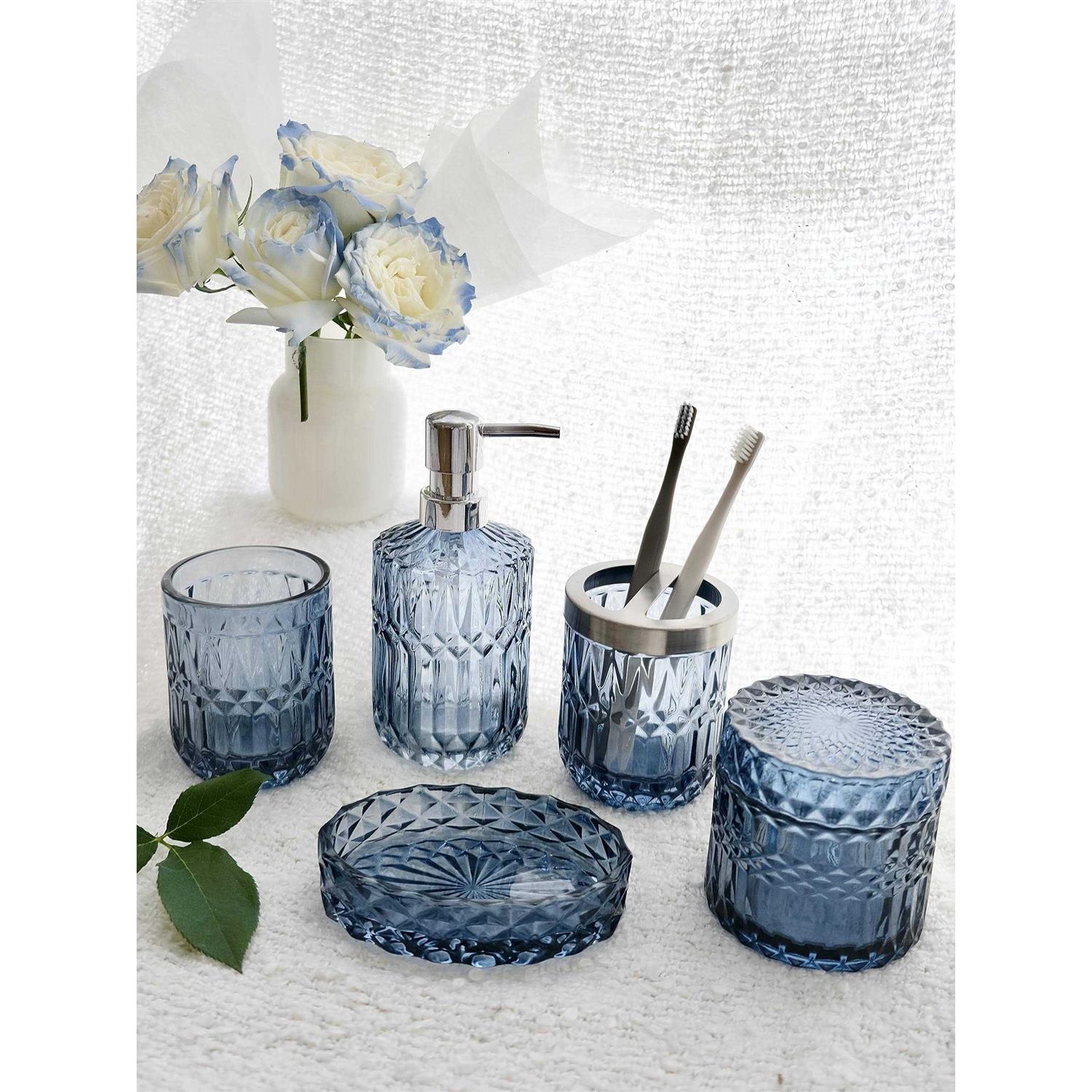 LaMarriti 5pcs Glass Bathroom Accessory Complete Set Lotion Dispenser - Image 4