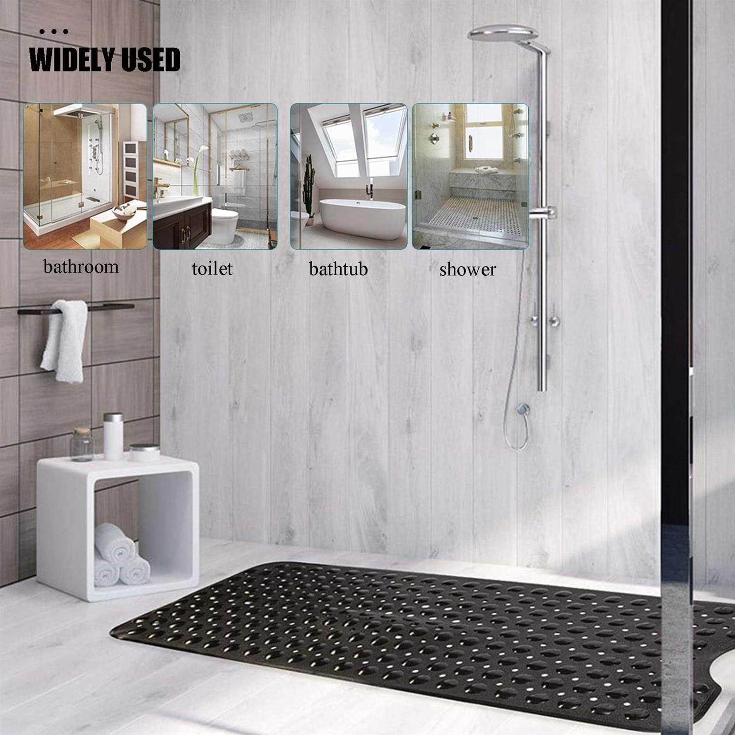 Large Non Slip Bathtub Mat, Extra Long Bath Mat for Tub, 40 x 16 Inch, Machine Washable Shower Mats with Suction Cups and Drain Holes - Image 3