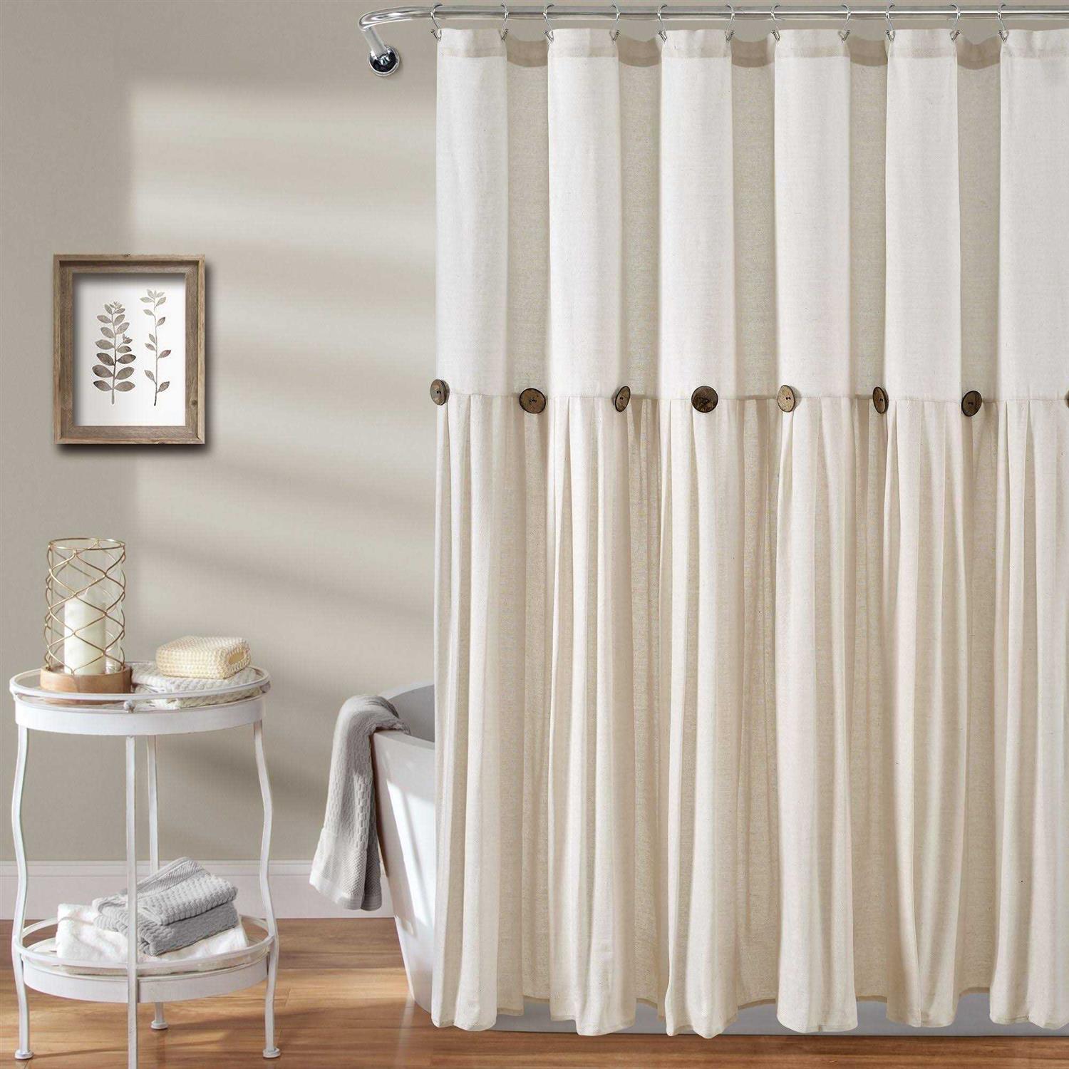 Lush Decor Linen Button Shower Curtain