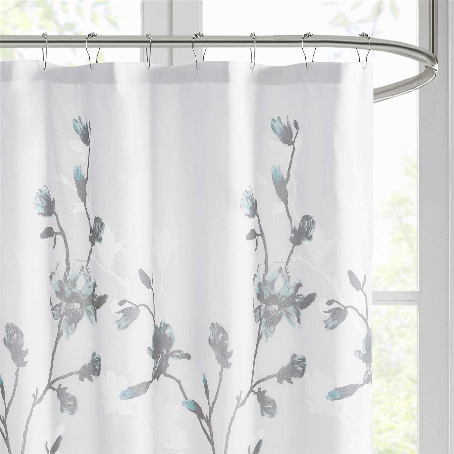 Madison Park Magnolia Floral Printed Burnout Shower Curtain - Image 3