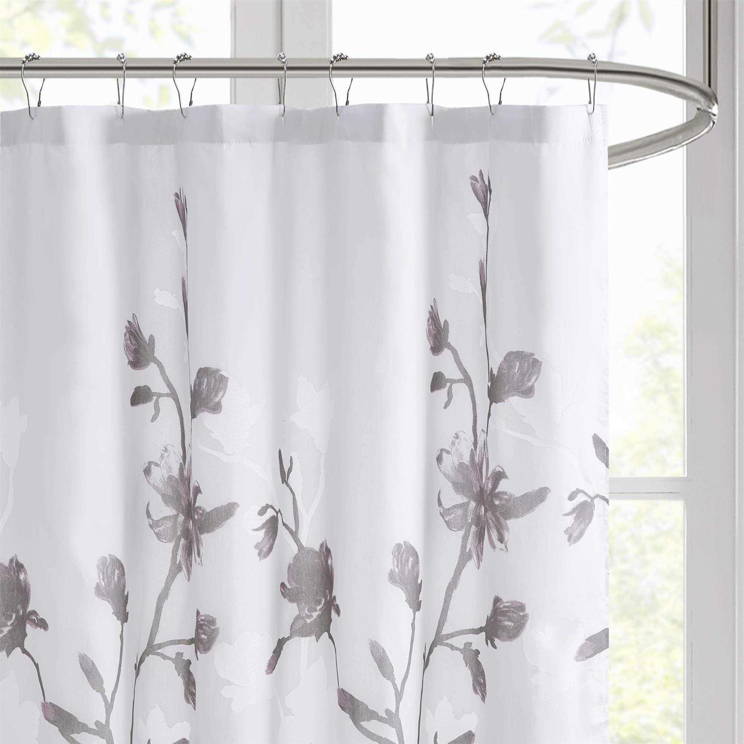 Madison Park Magnolia Floral Printed Burnout Shower Curtain - Image 4