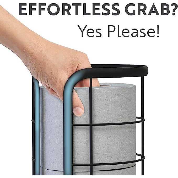 Brookstone Trending Black Toilet Paper Holder Freestanding Bathroom Tissue Organizer - Image 3