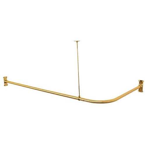 Artiwell L Shaped Shower Curtain Rod Bathroom Bathtub Corner Shower Curtain Rod with Ceiling Support - Image 4