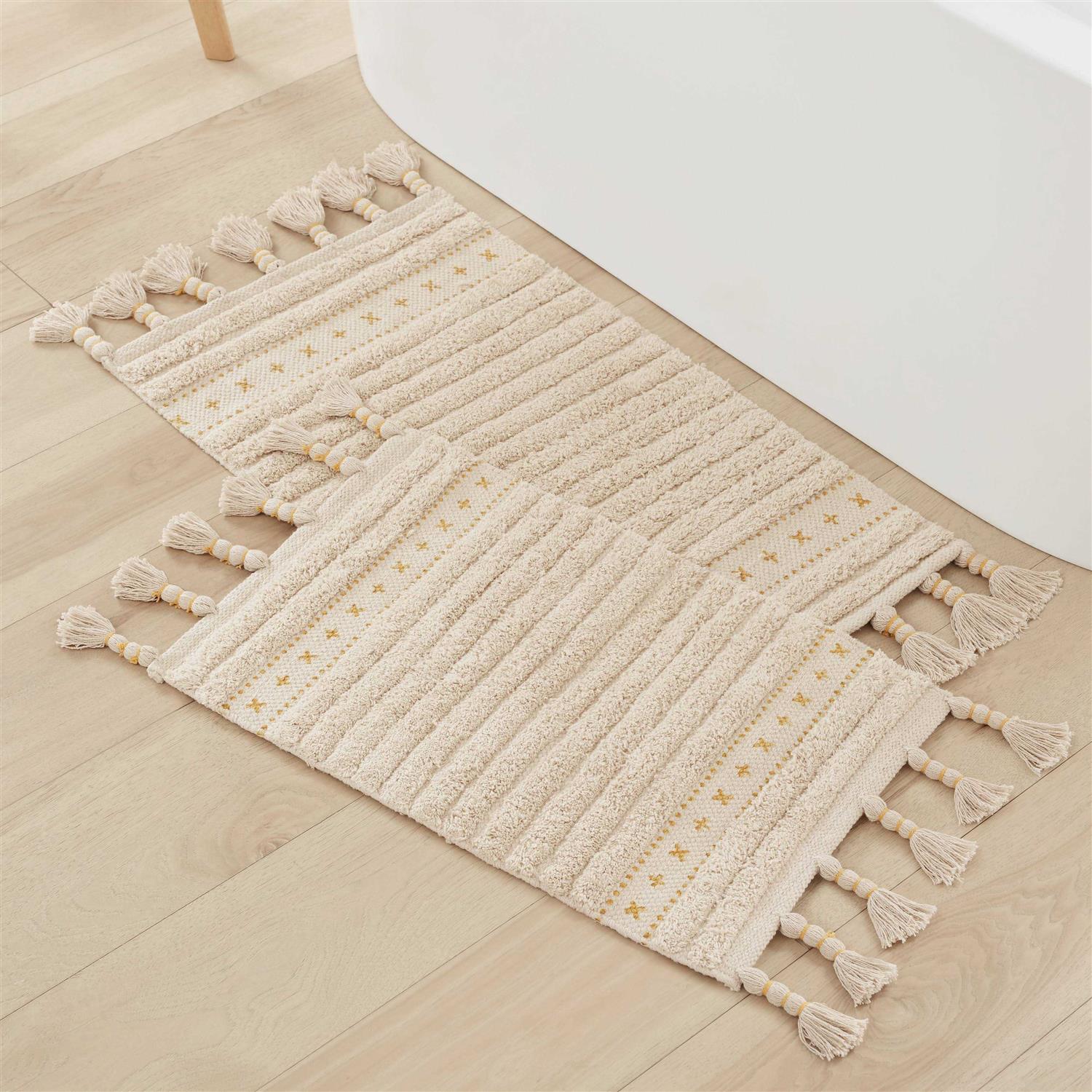 Lucky Brand Overtufted Cotton Fringe Bath Rug - Image 2