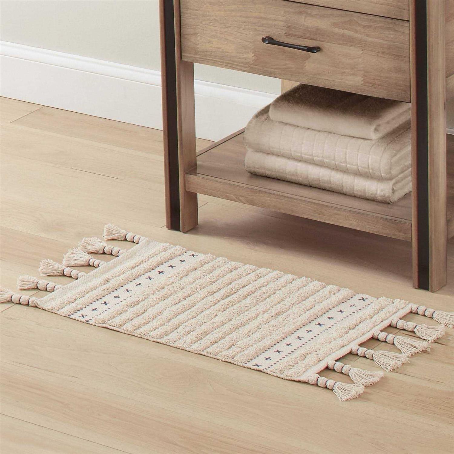 Lucky Brand Overtufted Cotton Fringe Bath Rug - Image 3