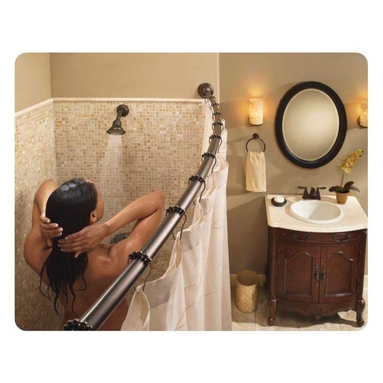 Moen Matte Black Adjustable Curved Shower Rod - Image 2