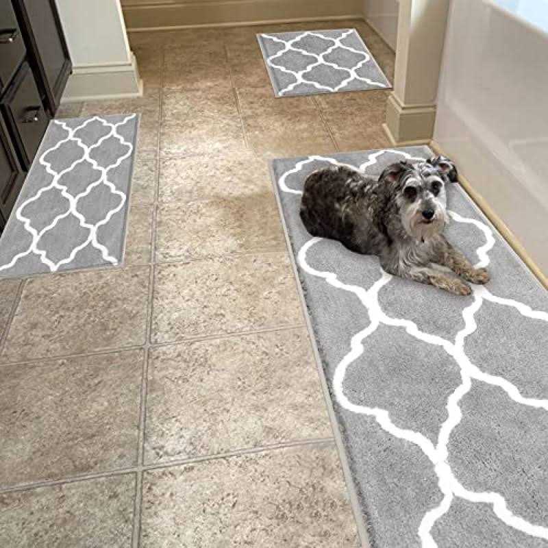 Madeals Bath Rug Set 4 Piece with Toilet Lid Cover and Rug Set Combo, Soft Shaggy Bath Rug Set 3 Piece and U-Shaped Toilet Floor - Image 5