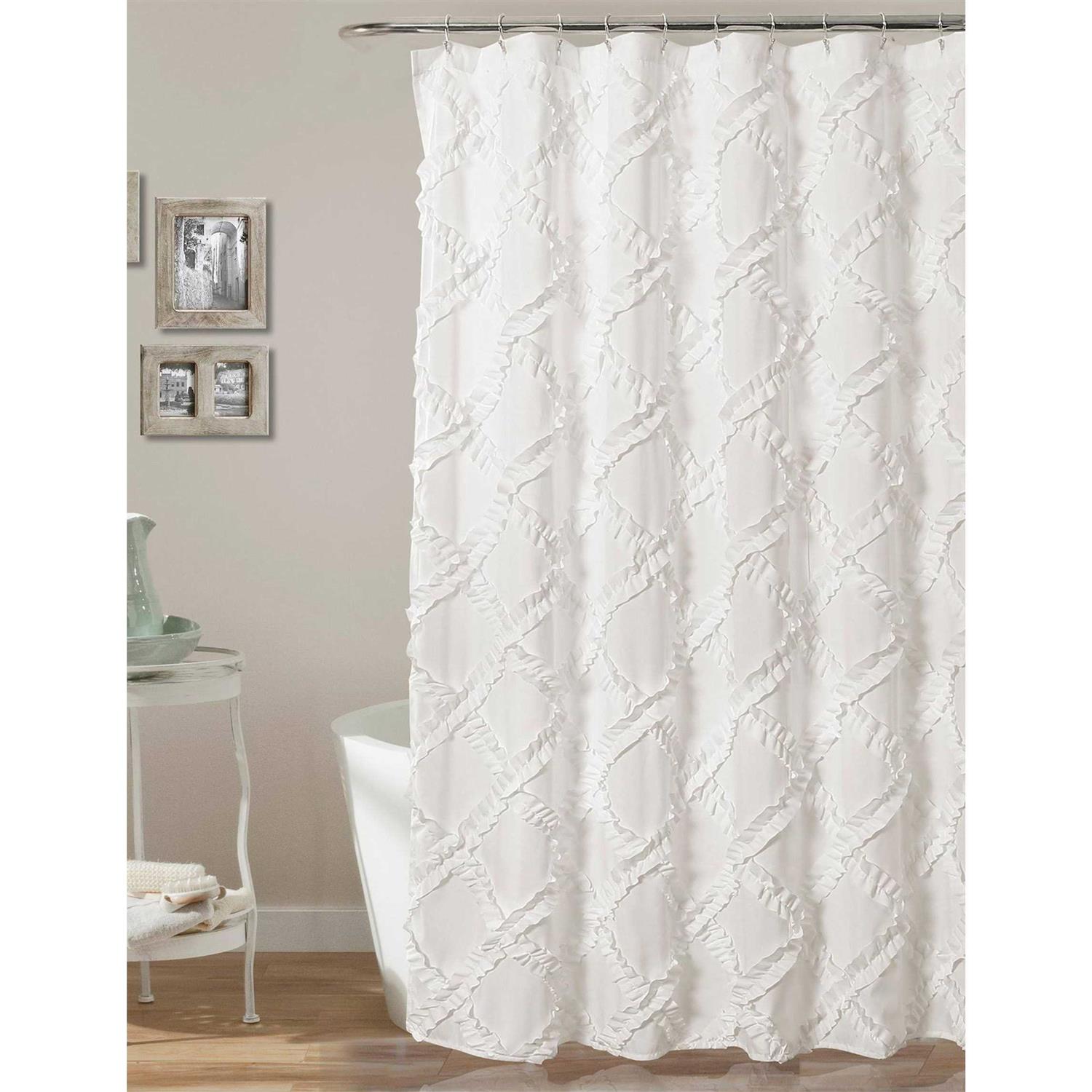 Lush Decor Ruffle Diamond Shower Curtain