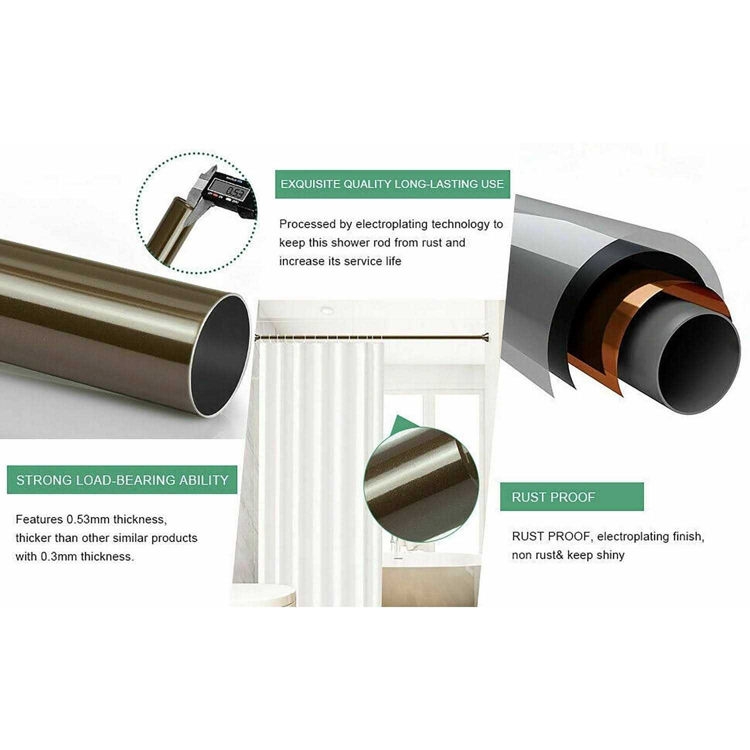 N Urbanest 1 inch No Drilling Shower Closet Window Tension Rod - Image 5