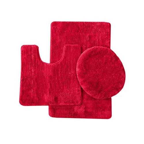 Luxury Home 3 Piece Soft Microfiber Bathroom Rug Set Bath Rug Contour Mat, and Toilet Lid Cover - Image 2