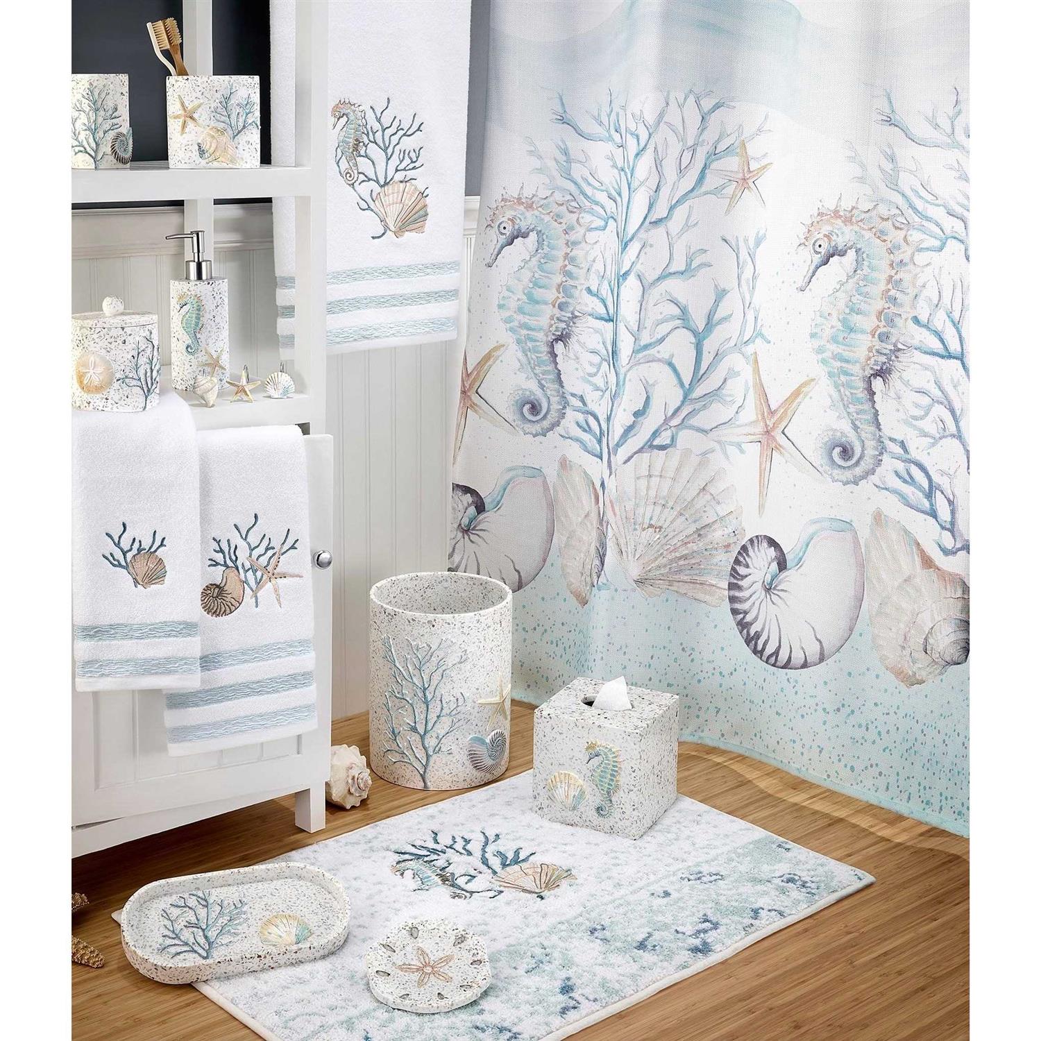 Avanti Linens Cestino Rifiuti Coastal Terrazzo – Resina Con Scaglie Di Pietra E Decorazioni Marine