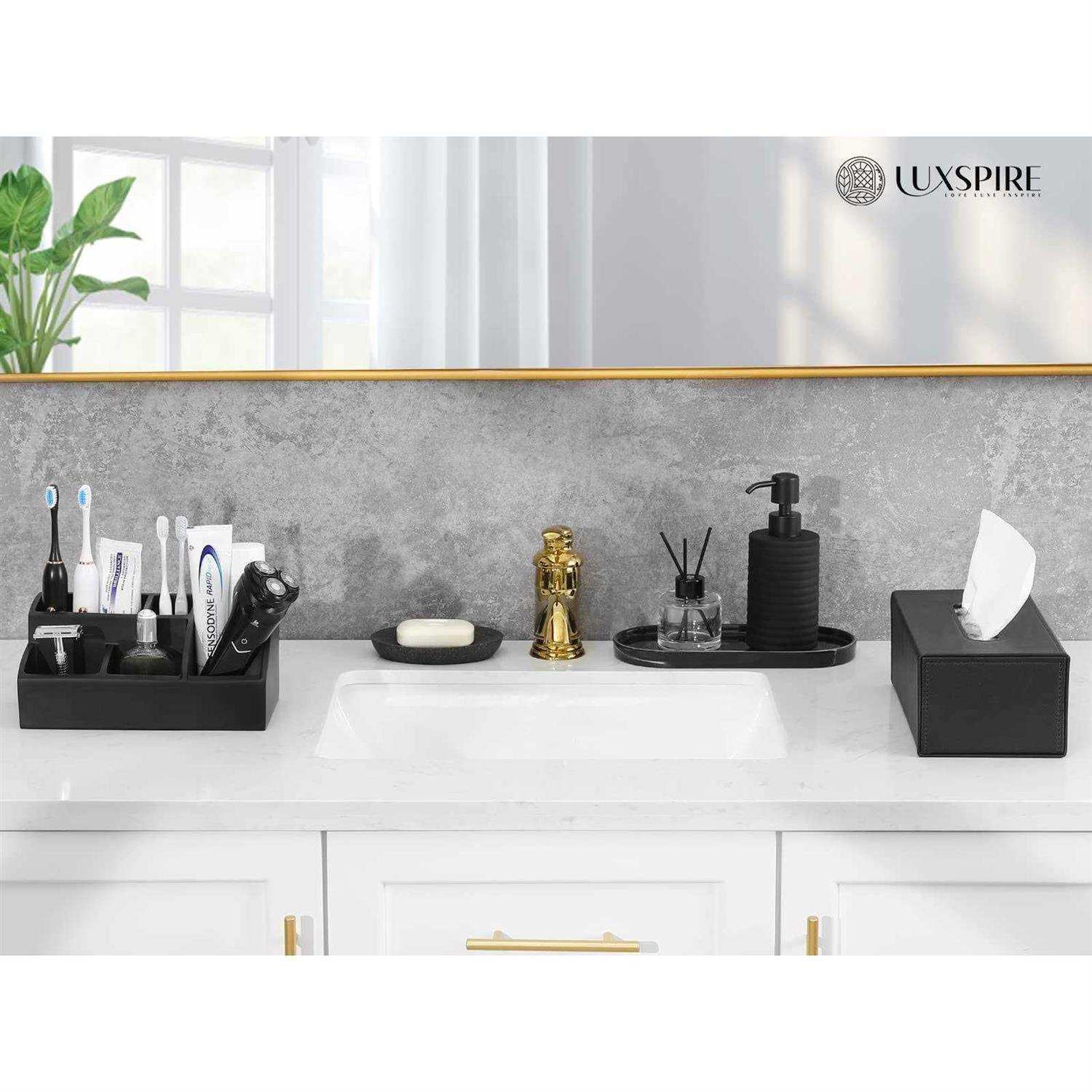 Luxspire Toothbrush Holder for Bathroom 5 Bathroom Organizer Countertop - Image 4