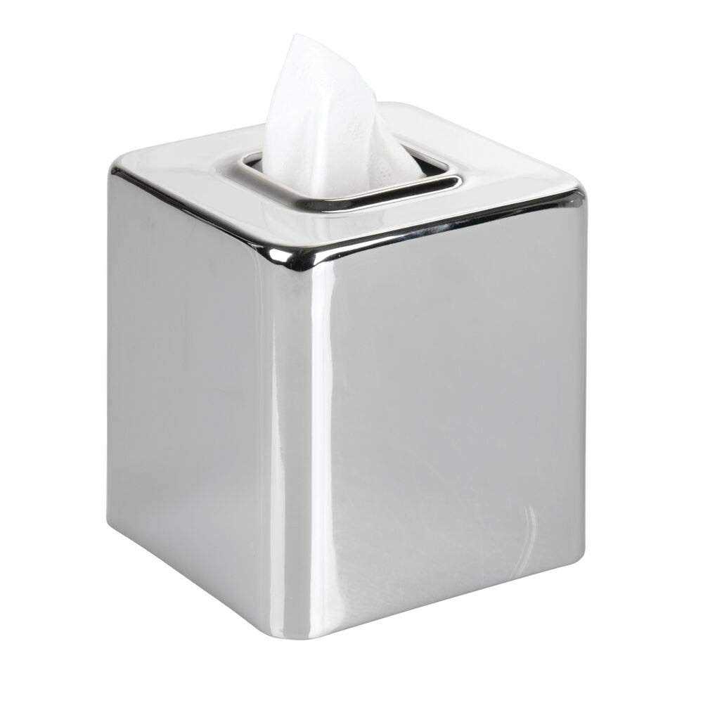 mDesign Metal Square Modern Tissue Box Cover Holder for Bathroom