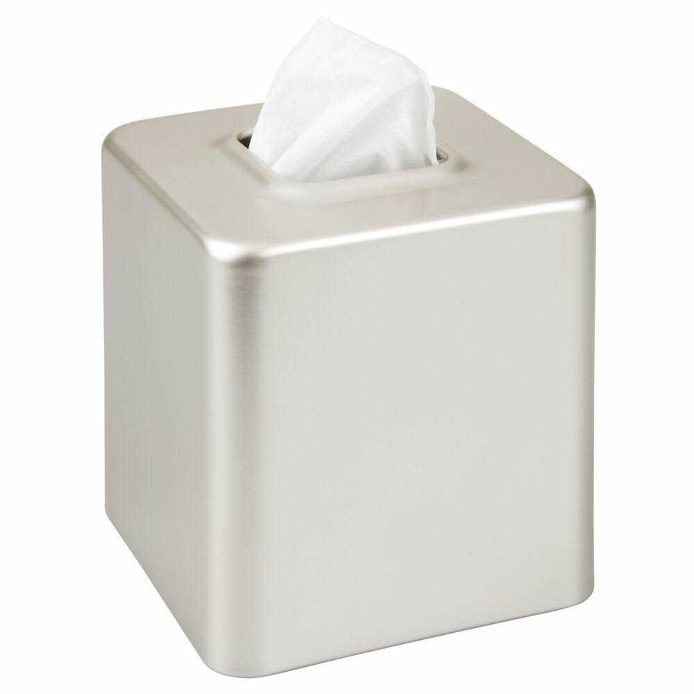 mDesign Metal Square Modern Tissue Box Cover Holder for Bathroom - Image 3
