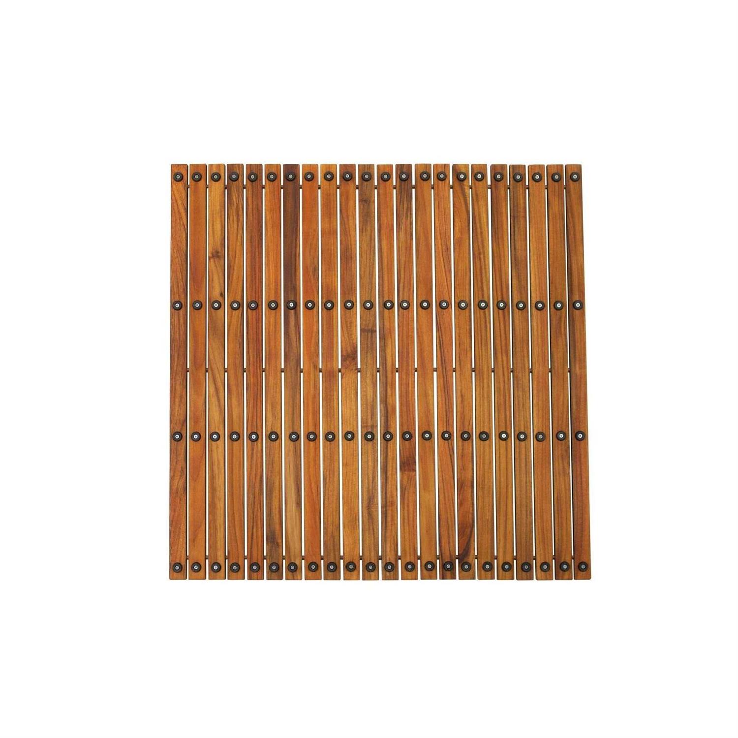 Nordic Style Teak Wood Oiled String Mat with Rubber Footing 30′′ x 30′′ - Image 3